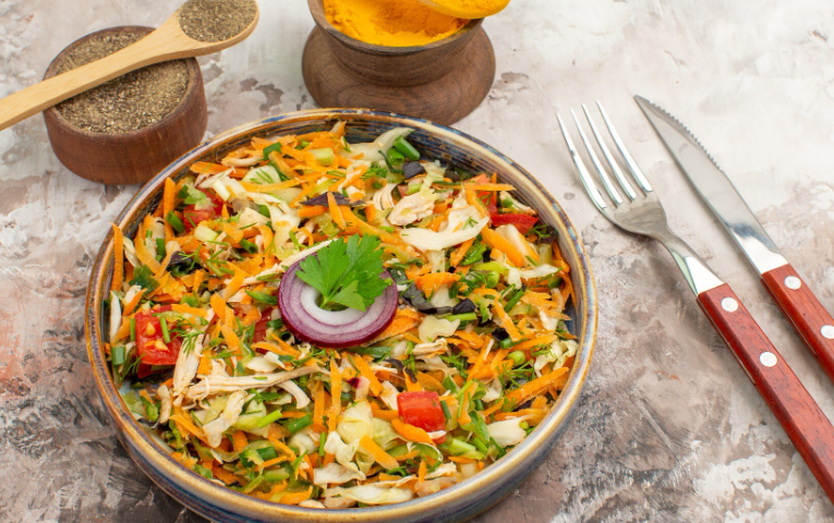 Jollof rice with   Jollof rice, Stir fry Tofu, Loaded salad